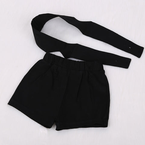 Black & White Striped Clothing Set 2 Pcs For Girls (0-8 Years)