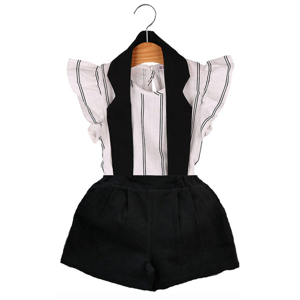 Black & White Striped Clothing Set 2 Pcs For Girls (0-8 Years)
