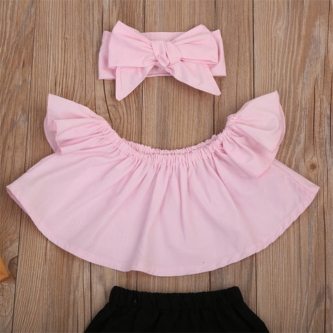 Pink & Black Striped Clothing Set 2 Pcs For Girls (0-8 Years)