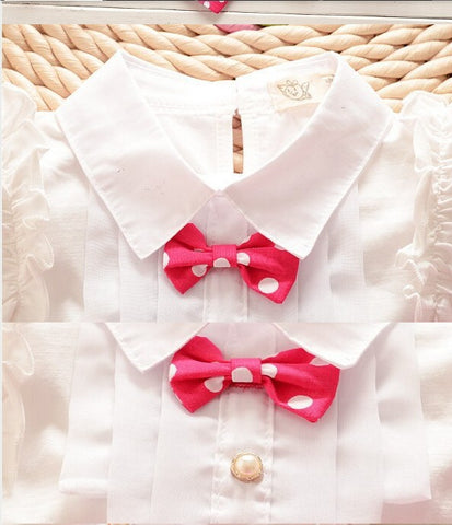 White & Pink Polka Dot Bottom & Shirt Clothing Set For Girls 2 Pcs (0-3 Years)