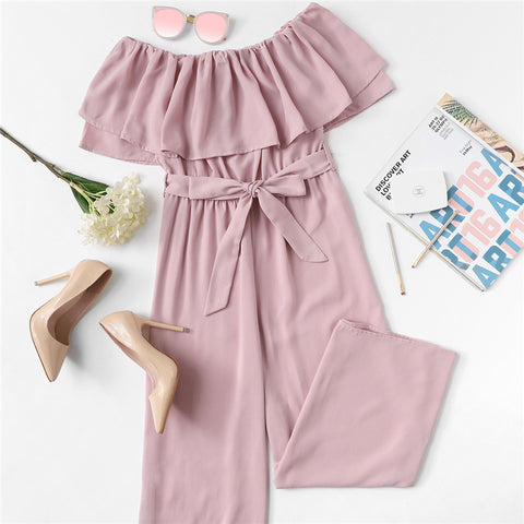 Off Shoulder Pastel Jumpsuit