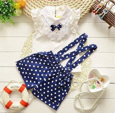 White & Pink Polka Dot Bottom & Shirt Clothing Set For Girls 2 Pcs (0-3 Years)