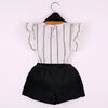 Black & White Striped Clothing Set 2 Pcs For Girls (0-8 Years)