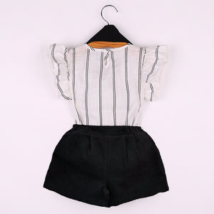 Black & White Striped Clothing Set 2 Pcs For Girls (0-8 Years)