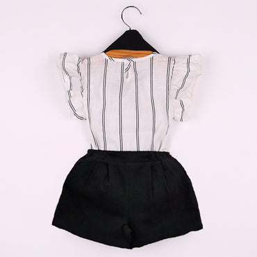 Black & White Striped Clothing Set 2 Pcs For Girls (0-8 Years)