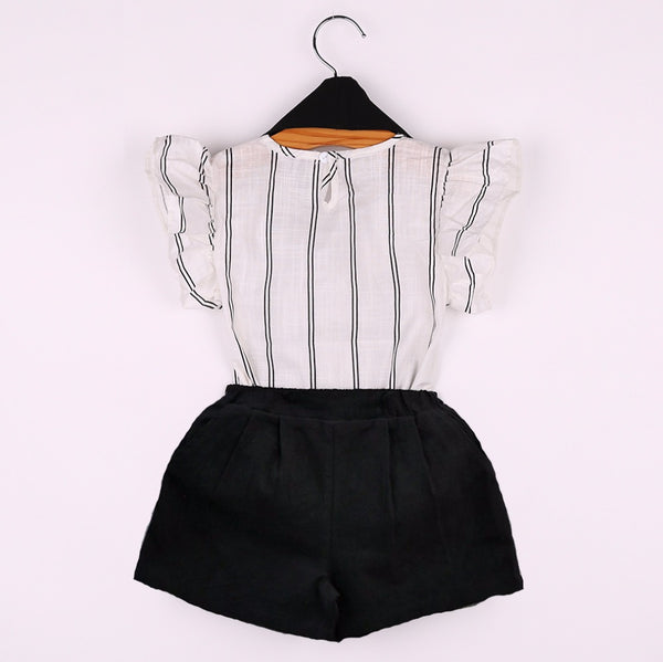 Black & White Striped Clothing Set 2 Pcs For Girls (0-8 Years)