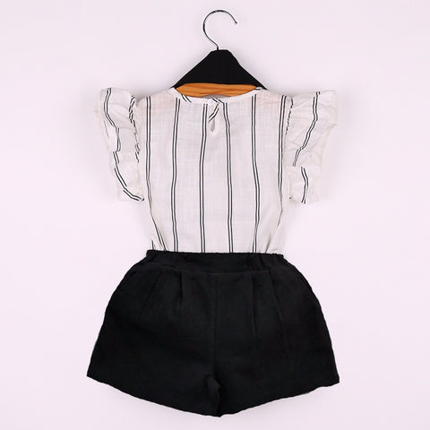 Black & White Striped Clothing Set 2 Pcs For Girls (0-8 Years)