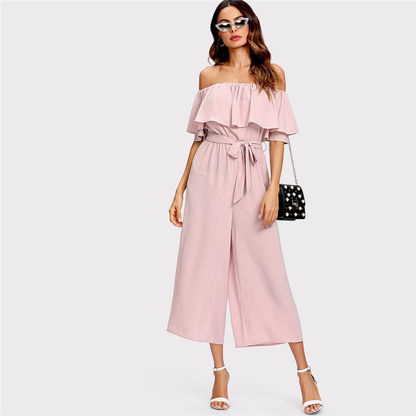 Off Shoulder Pastel Jumpsuit