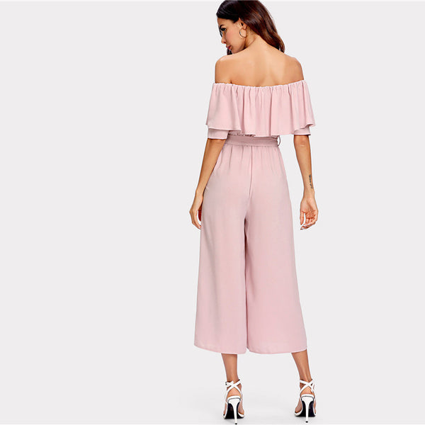 Off Shoulder Pastel Jumpsuit