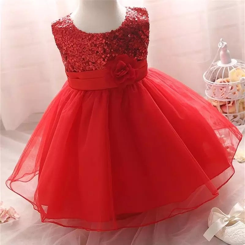 Pretty Party Flower Frill Frock For Girls (0-8 Years)