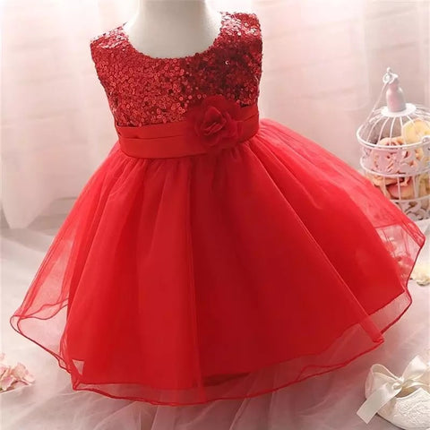 Pretty Party Flower Frill Frock For Girls (0-8 Years)