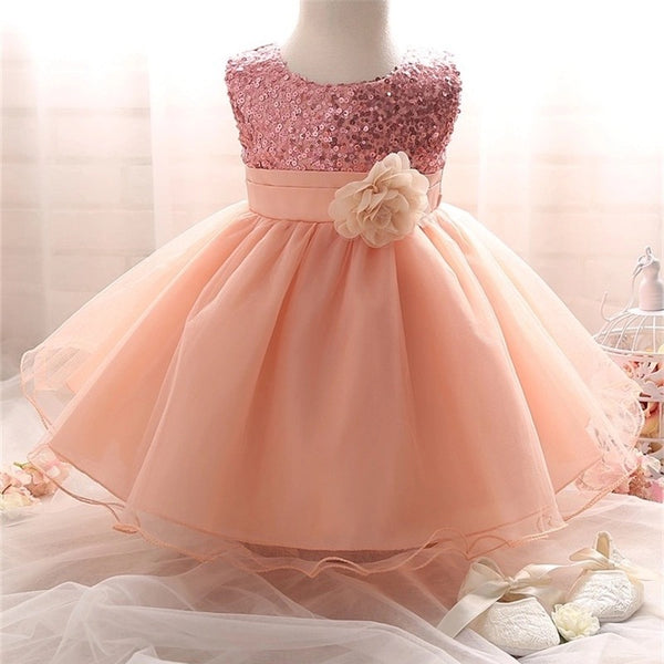 Pretty Party Flower Frill Frock For Girls (0-8 Years)