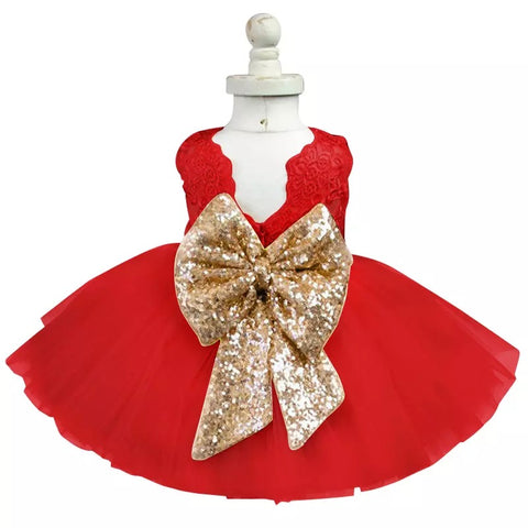 Cute Party Bow Frill Frock For Girls (0-8 Years)