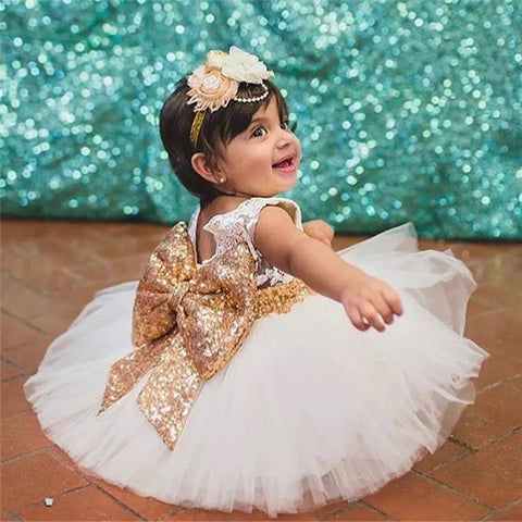 Cute Party Bow Frill Frock For Girls (0-8 Years)
