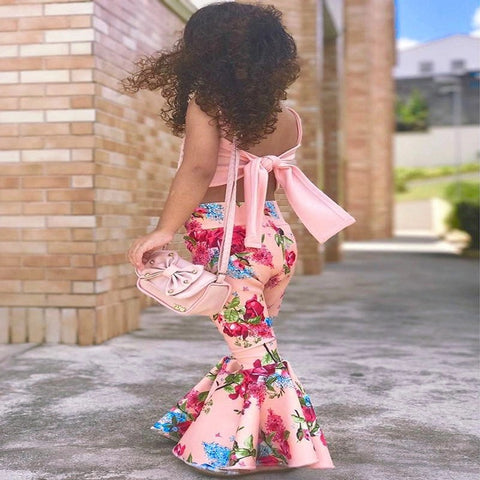 Adorable Bell Bottom Printed Clothing Set 2 Pcs For Girls (0-8 Years)